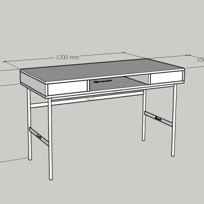 [Happy Home Furniture] BECKY, Bàn làm việc 3 ngăn - chân sắt ,  120cm x 55cm x 75cm ( DxRxC), BAN_005
