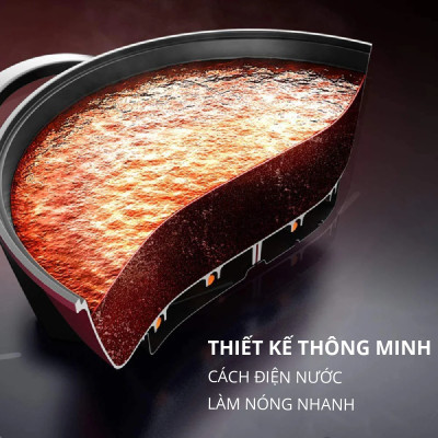 Nồi lẩu điện 2 ngăn Mishio MK112 5L - Hàng chính hãng