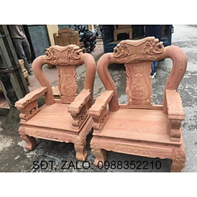 Bộ bàn ghế gỗ phòng khách minh quốc voi gỗ hương đá