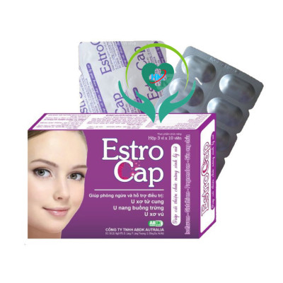 ￼Viên Uống  Estrocap -Hộp 30 Viên -Dùng cho nữ giới u xơ tử cung lành tính, kinh nguyệt không đều , đau  bụng kinh