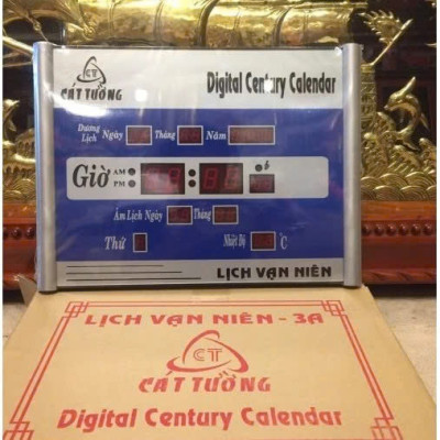 Đồng Hồ Treo Tường LED Cát Tường Có Lịch Âm – Lịch Vạn Niên Sáng Rõ, Hiện Đại, Kích Thước Lớn 40x30cm