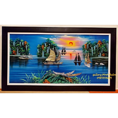 Tranh sơn mài khảm trai, ốc - Thuận Buồm Xuôi Gió