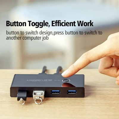 Ugreen UG30768US216TK Bộ chuyển mạch USB 3.0 gộp 4 thiết bị vào 2 máy tính cao cấp - HÀNG CHÍNH HÃNG