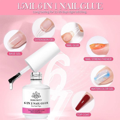 [Cao Cấp] Sơn Gel 6 Trong 1 Born Pretty Chai 15ml Gel Dán Nối Dài Móng Tay, Base 6in1 Liên Kết, Top Loang Màu Sơn Gel Nối Móng Tay Nữ Women
