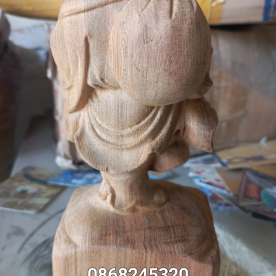 Tượng phật di lặc vác tải vàng bằng gỗ ngọc am thơm phức kt 20×10×10cm