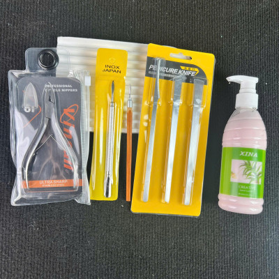Combo Lấy Khóe 5 Món Tiện Lợi Làm Nail Mềm Da XINA, Bộ Dao Cắt Khóe, Cây Lấy Khóe Cán Gỗ, Cây Sủi Da, Kìm Cắt Khóe VINSALL Mũi Dài Sắc Bén Nữ Women