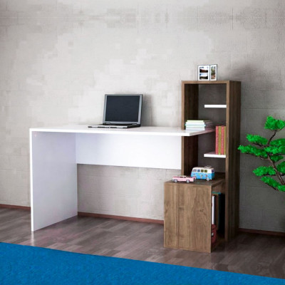 Bàn làm việc kèm tủ tại nhà bằng gỗ SMLIFE Dickenson