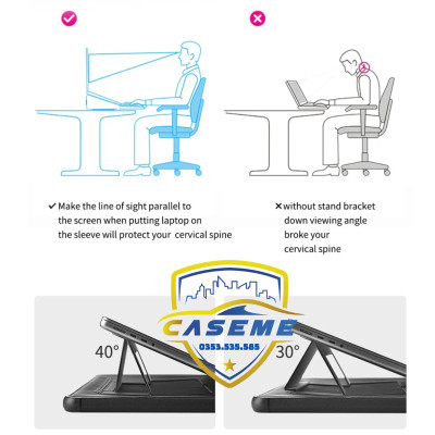 Bao da có giá đỡ cho laptop & MacBook 13"/14.2"/16.2" – Chống sốc, chống thấm, lót lông mềm – Hàng Chính Hãng
