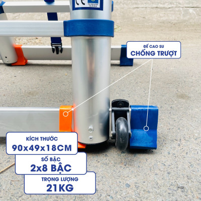 Thang nhôm rút đôi DIY TL-AI-50S chiều cao sử dụng tối đa chữ A 2.4m chữ I 5m - Tiêu chuẩn chất lượng an toàn Châu Âu