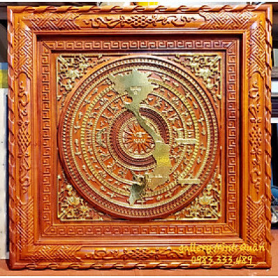 TRANH MẶT TRỐNG ĐỒNG BẰNG GỖ HƯƠNG MẠ VÀNG