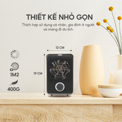 Máy sưởi mini để bàn Lebenlang LBL0276, công suất 600W, làm ấm góc rộng, nóng nhanh, nhỏ gọn tiện lợi, bảo hành 2 năm - hàng chính hãng