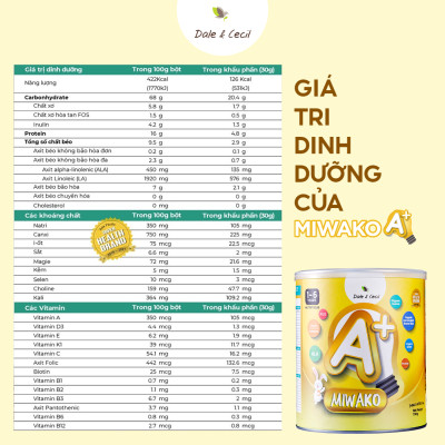 Combo 5 Hộp Sữa Công Thức Hữu Cơ Miwako A+ Vị Vani 700g (3.5Kg) Nhập Khẩu Malaysia, Sữa Hạt Cho Bé Từ 1-6 Tuổi Giúp Phát Triển Trí Não Chiều Cao