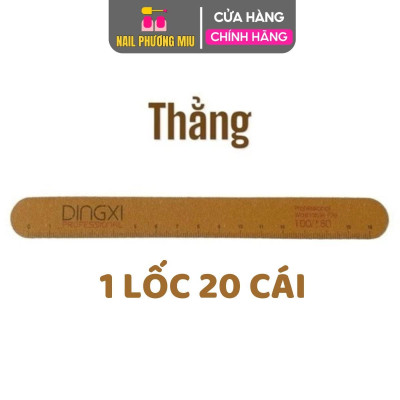 Dũa Nâu Da Bò Cao Cấp Có Kẻ Vạch Loại Dày Nhiều Form Vuông, Thẳng, Bầu, Thoi Dũa DINGXI Có Thước Đo Làm Nail Chuyên Nghiệp, Độ Nhám Tốt Dũa Thường