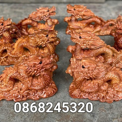Tượng con rồng phong thủy bằng gỗ hương đá kt 40×20×11cm 