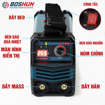 Máy Hàn Điện BOSHUN BS-MMA250IGBT , INVERTER IGBT, Lõi Đồng, Hàn Que 1.6-3.2mm