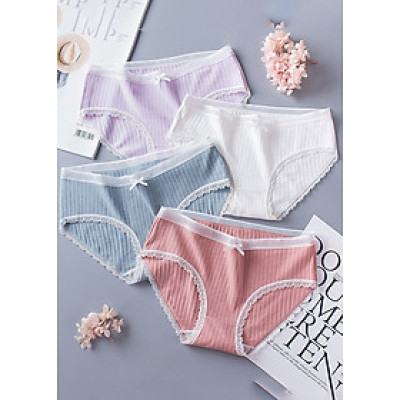 Combo 5 quần lót nữ viền ren mềm chất cotton thấm hút kháng khuẩn QL04