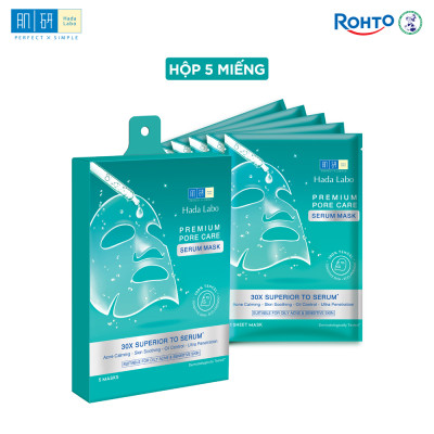 Mặt nạ tinh chất làm dịu và cải thiện da mụn, nhạy cảm cao cấp Hada Labo Premium Pore Care Serum Mask (23g/miếng)