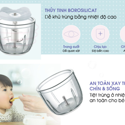 Máy Xay Thực Phẩm Đa Năng, Máy Xay Ăn Dặm BEAR GR-B03V2 Xay Cực Êm An Toàn Vệ Sinh, Dung Tích 0.3 Lít Công Suất 120 W - Hàng Chính Hãng