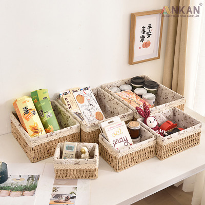 Giỏ Mây Cỡ Lớn Đựng Đồ Đa Năng Decor Trang Trí Vintage, Rổ Cói Đựng Quần Áo Có Khung Sắt