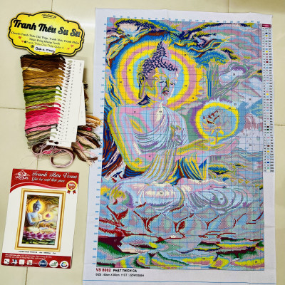 Tranh thêu kín chữ thập Phật thích ca vs8002, kích thước 60 x 90 cm