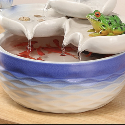 Thác nước phong thủy Bạch Liên Vũ Oa bằng gốm sứ thủ công- Arthouse