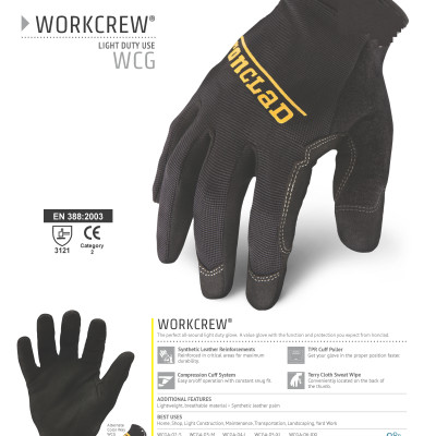 GĂNG TAY IRONCLAD WORKCREW, LIGHT DUTY USE - CODE WCG