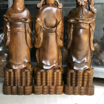 Bộ tam đa phúc lộc thọ bằng gỗ bách xanh kt cao 60×15×18