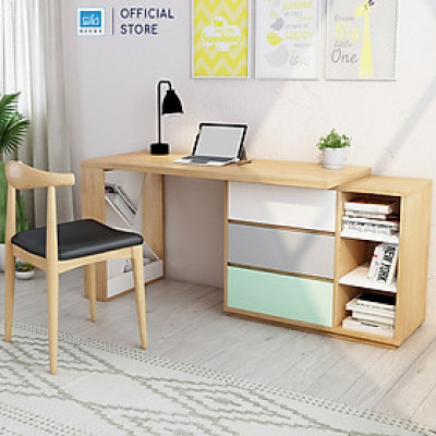 Bàn Làm Việc Hiện Đại Kết Hợp Tủ Sách Nhiều Ngăn Đa Sắc Màu Phong Cách Bắc Âu SIB Decor BLV06
