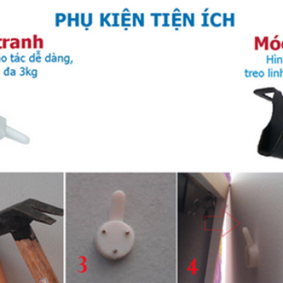 Bộ 4 Khung Hình Kính Treo Tường Tặng bộ ảnh như hình mẫu, Đinh Treo Tranh và sơ đồ treo - Khung Hình Phạm Gia PGCTK61
