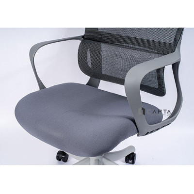 Ghế nhân viên lưới xám CE4550-2M Nội thất Capta Ghế văn phòng nhập khẩu khung nhựa trắng vải xám nâng hạ gật gù tay nhựa lưng có giá đỡ cột sống