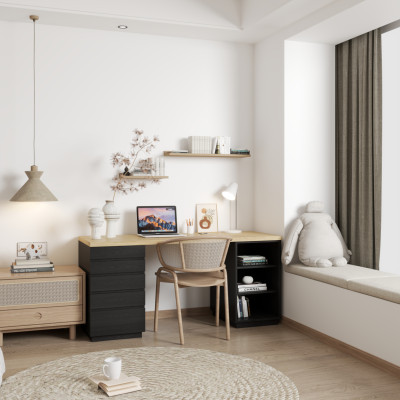 [Happy Home Furniture] MACRO, Bàn làm việc - 2 bên hộc tủ,  160cm x 60cm x 75cm ( DxRxC), BAN_008