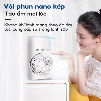 Quạt hơi nước tích điện Half Horse, xoay 180 pin 2500 mAh, thời gian sử dụng 6 tiếng, hàng chính hãng