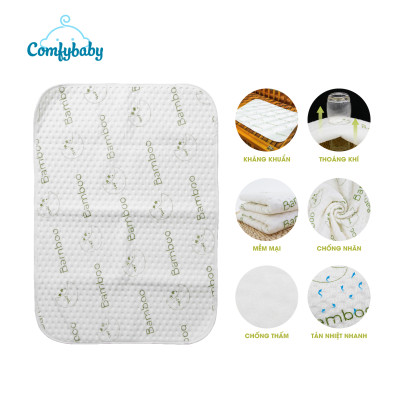 Tấm lót chống thấm thay tã cho bé 4 lớp 100% Sợi Tre Bamboo / Organic cotton (Cotton hữu cơ) thoáng khí, chống thấm nước Comfybaby