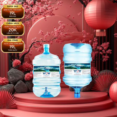 COMBO 2 BÌNH - Nước uống tinh khiết WOW / Nước kiềm đóng bình FOY 19L - 2IN1