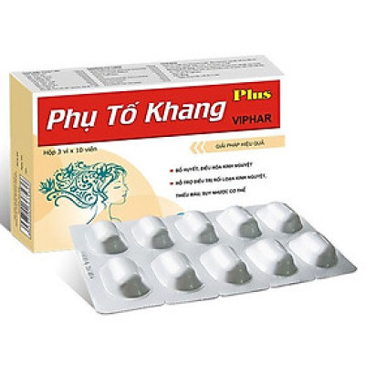 Cân Bằng Nội Tiết Tố Nữ PHỤ TỐ KHANG PLUS- Hộp 30 Viên -Giúp Bổ Huyết, Điều Hòa Kinh Nguyệt, vinaphar