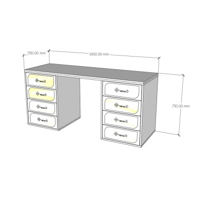 [Happy Home Furniture] BANA, Bàn làm việc 8 ngăn kéo, 160cm x 55cm x75cm ( DxRxC), BAN_069