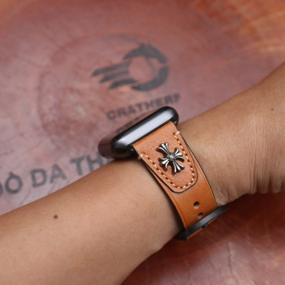 Dây da thay thế dành cho đồng hồ Apple Watch Da Bò Pullup Rivet chữ thập Khóa Thép 316L Dành Cho Series SE 7| 6 | 5 | 4 | 3 | 2 | 1 - Hàng chính hãng