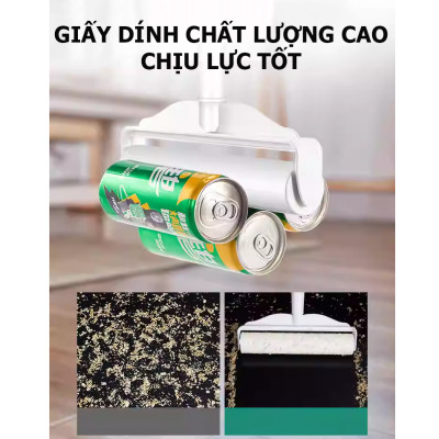 Combo Cây Lăn Bụi 24cm Cán Dài 1 Lõi Lăn Bụi Quần áo, Chăn Ga, Lông Chó Mèo