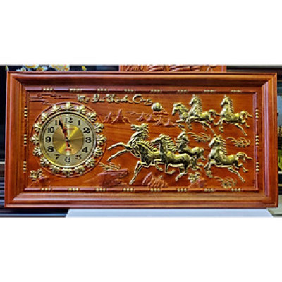 TRANH GỖ HƯƠNG MẠ VÀNG - MÃ ĐÁO THÀNH CÔNG - GẮN ĐỒNG HỒ 