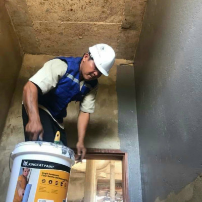 (Bộ sơn Lót 4L - Phủ 18L) Sơn Chống Thấm Trung Gian KINGCAT Lót V1-100 & Phủ V1-099 - Cho tường, sàn mái, toilet, hồ nước... thi công được 15m2