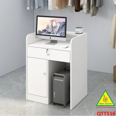 Bàn thu ngân, bàn lễ tân, bàn tính tiền bằng gỗ MDF QTT516 - NỘI THẤT LẮP RÁP VIENDONGADV