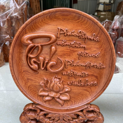 Tranh Đĩa Chữ Phúc Gỗ Hương Đá Cao Cấp Thương Hiệu TOKDODO Đủ Kích Thước