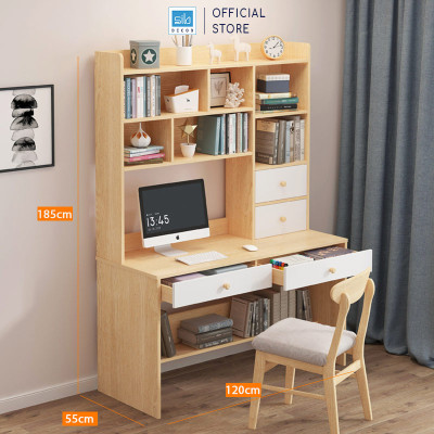 Bàn Học Kết Hợp Hệ Giá Sách, Ngăn Kéo Đa Năng Hiện Đại Thương Hiệu SIB Decor BLV62