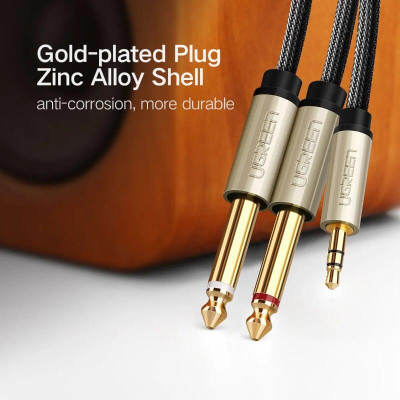 Ugreen UG40793AV126TK 3M Màu Đen Cáp âm thanh 2 đầu 6.5mm dương sang 3.5mm dương cao cấp - HÀNG CHÍNH HÃNG
