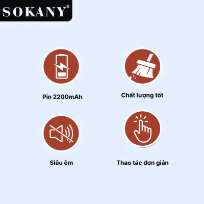 Máy hút bụi gia đình SẠC PIN KHÔNG DÂY SOKANY SK-13022 công CAO suất 2200W, lực hút siêu mạnh, hút bụi sàn nhà, thảm - HÀNG CHÍNH HÃNG