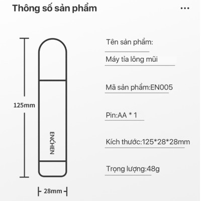 Máy tỉa lông mũi Enchen EN005 Bỏ túi tiện lợi Dễ dàng làm sạch nhanh - Hàng chính hãng