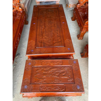 bộ bàn ghế phòng khách rồng khuỳnh gỗ xà cừ tay 12
