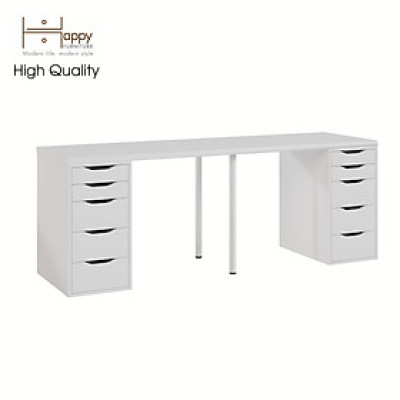 [Happy Home Furniture] LIDA, Bàn làm việc - 2 bên ngăn tủ- 2 chân sắt, BAN_026, BAN_027