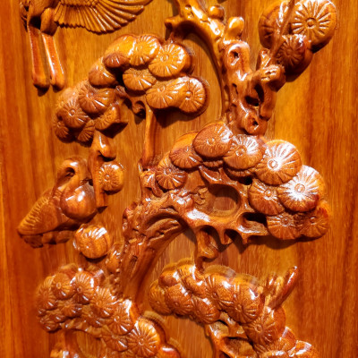 TRANH GỖ HƯƠNG ĐỤC NỔI TỨ QUÝ - TÙNG CÚC TRÚC MAI