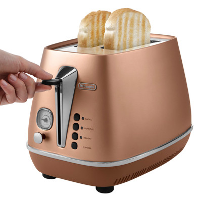 Máy Nướng Bánh Mì Distinta Delonghi CTI 2103.CP (900W) - Đồng - Hàng Chính Hãng